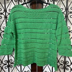 Eight Eight Eight Green Crochet Sweater